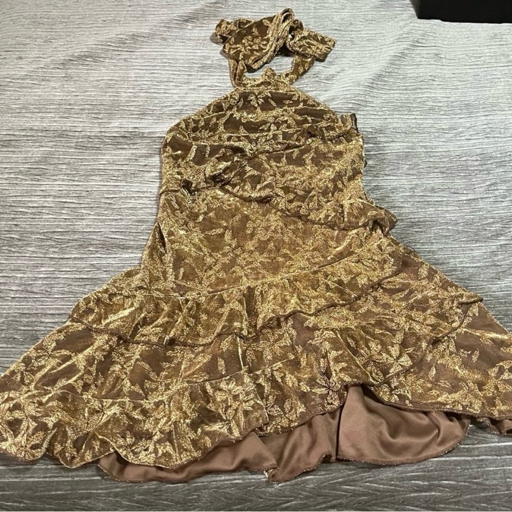 PrettyLittleThing Gold and Brown Dress